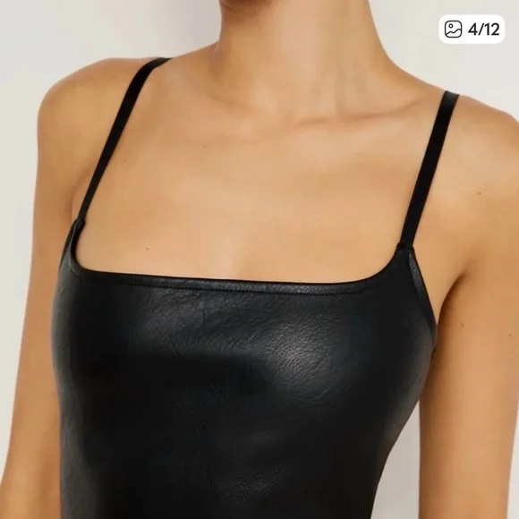 Good American Black Faux Leather Mini Dress - Picture 3 of 6